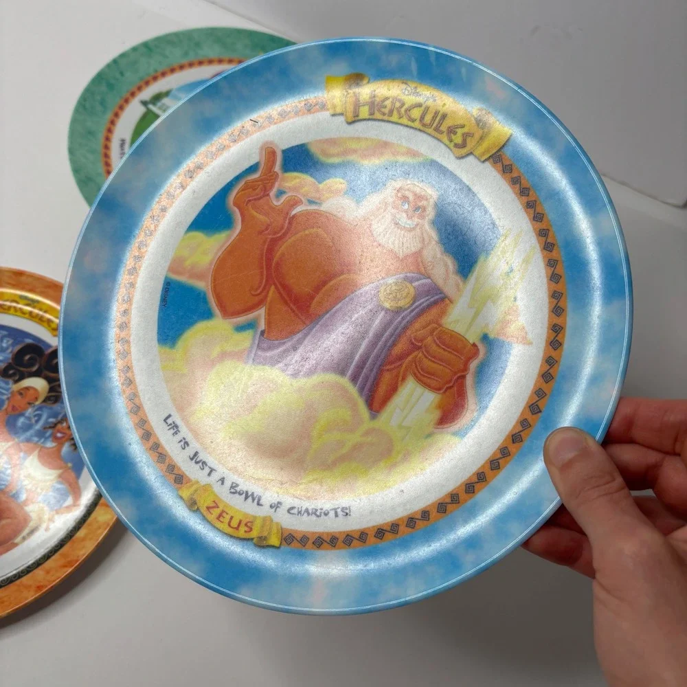 Vintage Disney Hercules Melamine Plates Set of 3 Megara Zeus The Muses 1997